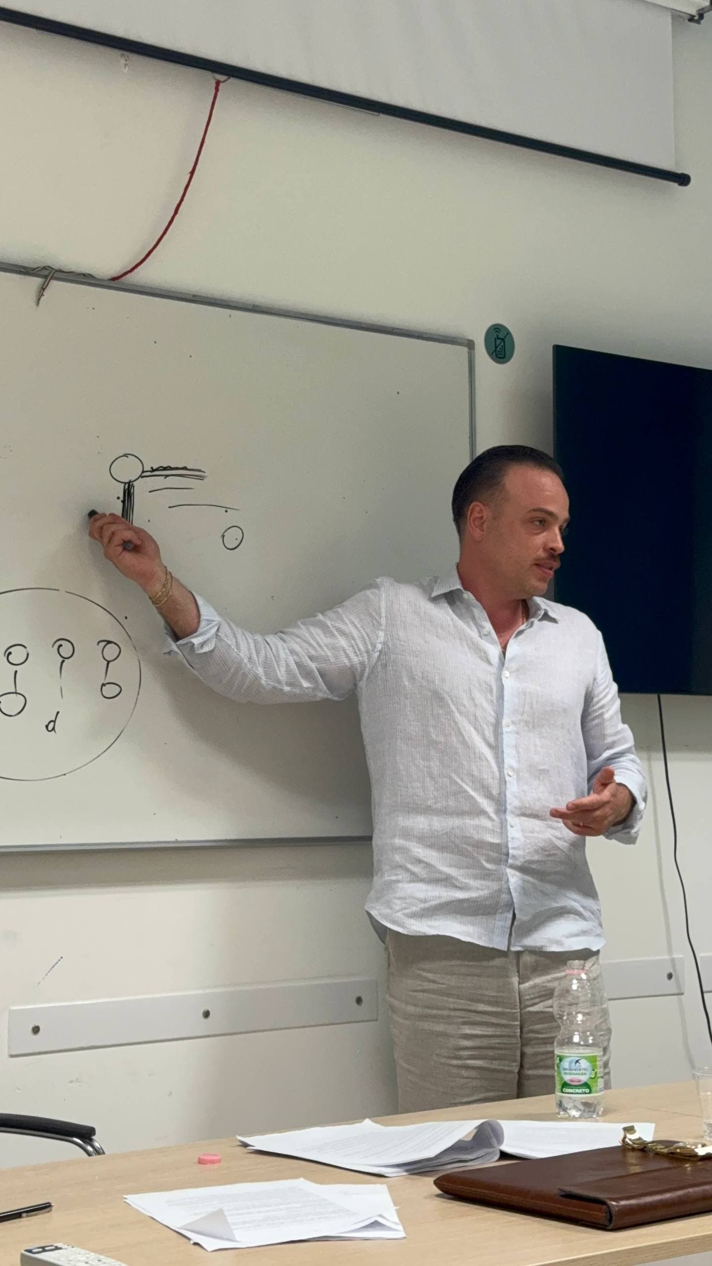 The Boss introducing his methodology to the professors of Dante Alighieri, Campus L'Infinito, Recanati
